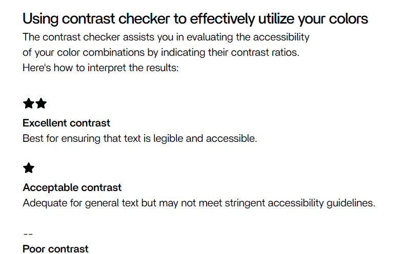 Text showing how to effectively utilize contrast checker